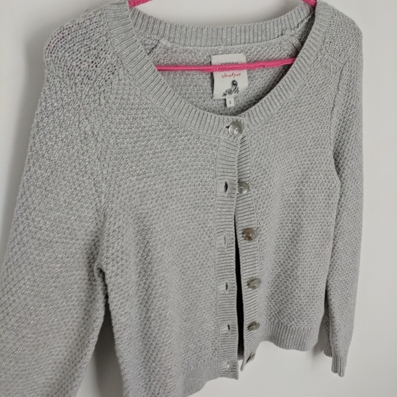 Knitwear by Jackpot | Grey Shimmer Button Up - Picture 3 of 7